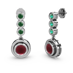 Yeşil kuvars ve kök yakut 925 ayar gümüş küpe