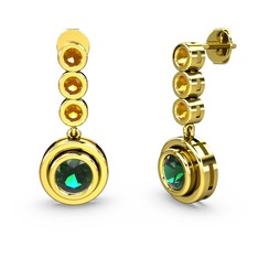 Belinda Küpe - Sitrin ve yeşil kuvars 8 ayar altın küpe #ooqh02