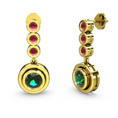 Belinda Küpe - Kök yakut ve yeşil kuvars 18 ayar altın küpe #ozta5n