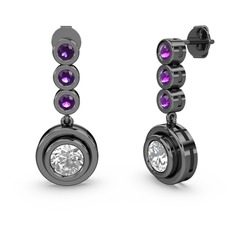 Belinda Küpe - Ametist ve swarovski 925 ayar siyah rodyum kaplama gümüş küpe #qv1ac5