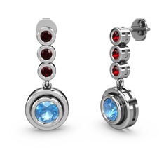 Belinda Küpe - Garnet ve akuamarin 925 ayar gümüş küpe #qvl20d