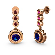 Belinda Küpe - Rodolit garnet ve lab safir 8 ayar rose altın küpe #r3nx3p