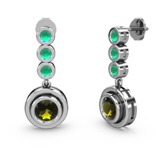 Belinda Küpe - Kök zümrüt ve peridot 14 ayar beyaz altın küpe #sdhzww