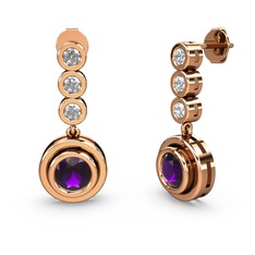 Belinda Küpe - Swarovski ve ametist 14 ayar rose altın küpe #sdod71