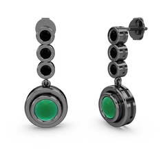 Belinda Küpe - Siyah zirkon ve kök zümrüt 925 ayar siyah rodyum kaplama gümüş küpe #sulrxe