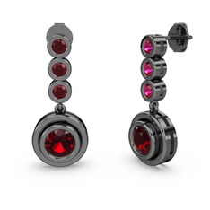 Belinda Küpe - Rodolit garnet ve garnet 925 ayar siyah rodyum kaplama gümüş küpe #t0pxbp