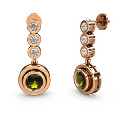 Swarovski ve peridot 8 ayar rose altın küpe