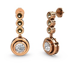 Dumanlı kuvars ve elmas 18 ayar rose altın küpe (1.36 karat)