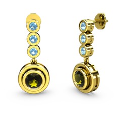 Akuamarin ve peridot 925 ayar altın kaplama gümüş küpe