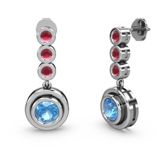 Belinda Küpe - Kök yakut ve akuamarin 925 ayar gümüş küpe #v83yap