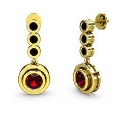 Belinda Küpe - Siyah zirkon ve garnet 8 ayar altın küpe #vdtn36