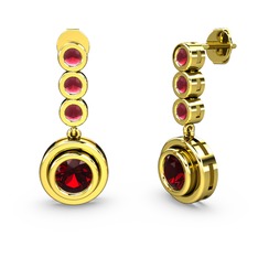 Kök yakut ve garnet 14 ayar altın küpe