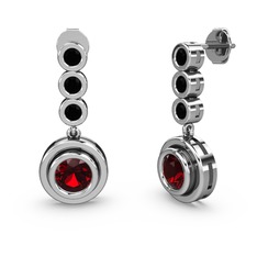 Belinda Küpe - Siyah zirkon ve garnet 14 ayar beyaz altın küpe #wv430b
