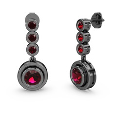 Belinda Küpe - Garnet ve rodolit garnet 925 ayar siyah rodyum kaplama gümüş küpe #x6e2s5