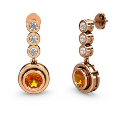 Swarovski ve sitrin 14 ayar rose altın küpe