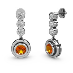 Swarovski ve sitrin 8 ayar beyaz altın küpe