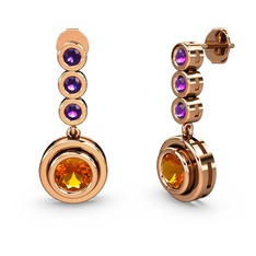 Belinda Küpe - Ametist ve sitrin 18 ayar rose altın küpe #z5r9mh