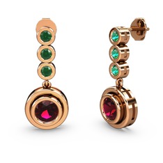 Belinda Küpe - Yeşil kuvars ve rodolit garnet 8 ayar rose altın küpe #zjh8q6