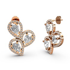 Soltar Damla Küpe - Swarovski ve beyaz zirkon 18 ayar rose altın küpe #12l6x1y