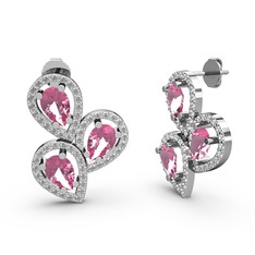 Soltar Damla Küpe - Swarovski ve pembe kuvars 925 ayar gümüş küpe #13je7tu