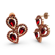 Soltar Damla Küpe - Garnet 8 ayar rose altın küpe #15k92mo