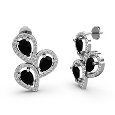 Swarovski ve siyah zirkon 925 ayar gümüş küpe