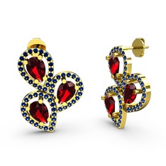 Lab safir ve garnet 8 ayar altın küpe