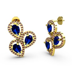 Soltar Damla Küpe - Kök yakut ve lab safir 18 ayar altın küpe #1i5jdc5