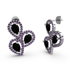 Ametist ve siyah zirkon 925 ayar gümüş küpe