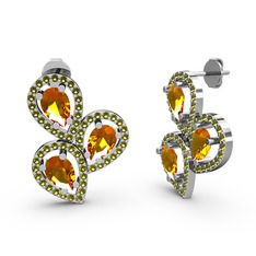 Peridot ve sitrin 925 ayar gümüş küpe