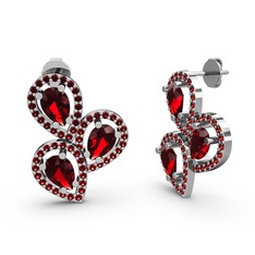 Garnet 8 ayar beyaz altın küpe