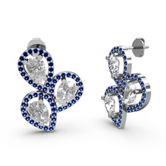 Soltar Damla Küpe - Lab safir ve swarovski 14 ayar beyaz altın küpe #1s05qdp
