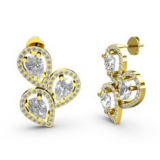 Swarovski ve beyaz zirkon 8 ayar altın küpe