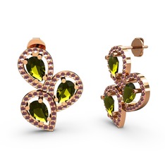 Soltar Damla Küpe - Kök yakut ve peridot 8 ayar rose altın küpe #1wqz847