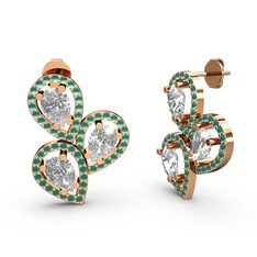 Soltar Damla Küpe - Kök zümrüt ve swarovski 8 ayar rose altın küpe #2ws5hi