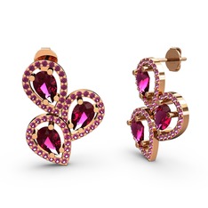 Soltar Damla Küpe - Rodolit garnet 925 ayar rose altın kaplama gümüş küpe #aed56z