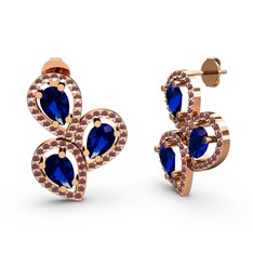 Soltar Damla Küpe - Kök yakut ve lab safir 18 ayar rose altın küpe #ciur1l