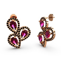 Soltar Damla Küpe - Siyah zirkon ve rodolit garnet 8 ayar rose altın küpe #iqz0ev