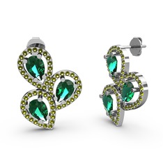 Peridot ve yeşil kuvars 925 ayar gümüş küpe