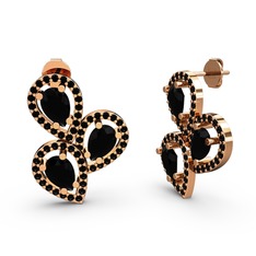 Siyah zirkon 18 ayar rose altın küpe