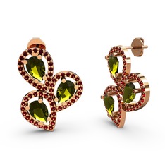 Soltar Damla Küpe - Garnet ve peridot 8 ayar rose altın küpe #qb8cb2