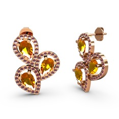 Soltar Damla Küpe - Kök yakut ve sitrin 8 ayar rose altın küpe #qffqrq