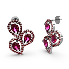Garnet ve rodolit garnet 925 ayar gümüş küpe