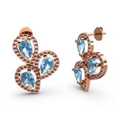 Soltar Damla Küpe - Kök yakut ve akuamarin 8 ayar rose altın küpe #sy0vbo