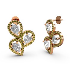 Soltar Damla Küpe - Peridot ve beyaz zirkon 8 ayar rose altın küpe #tz3u2i