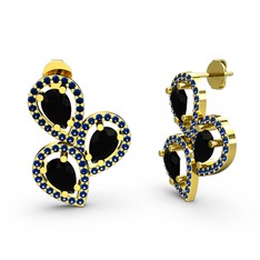 Soltar Damla Küpe - Lab safir ve siyah zirkon 8 ayar altın küpe #u4k02x