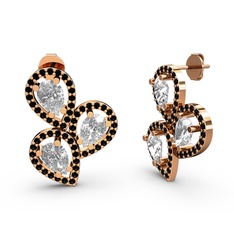Soltar Damla Küpe - Siyah zirkon ve swarovski 14 ayar rose altın küpe #wr75q4