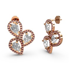 Soltar Damla Küpe - Kök yakut ve beyaz zirkon 14 ayar rose altın küpe #ypzjg0