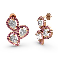 Soltar Damla Küpe - Rodolit garnet ve swarovski 14 ayar rose altın küpe #yzrme2