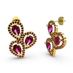 Soltar Damla Küpe - Garnet ve rodolit garnet 14 ayar altın küpe #z029lo